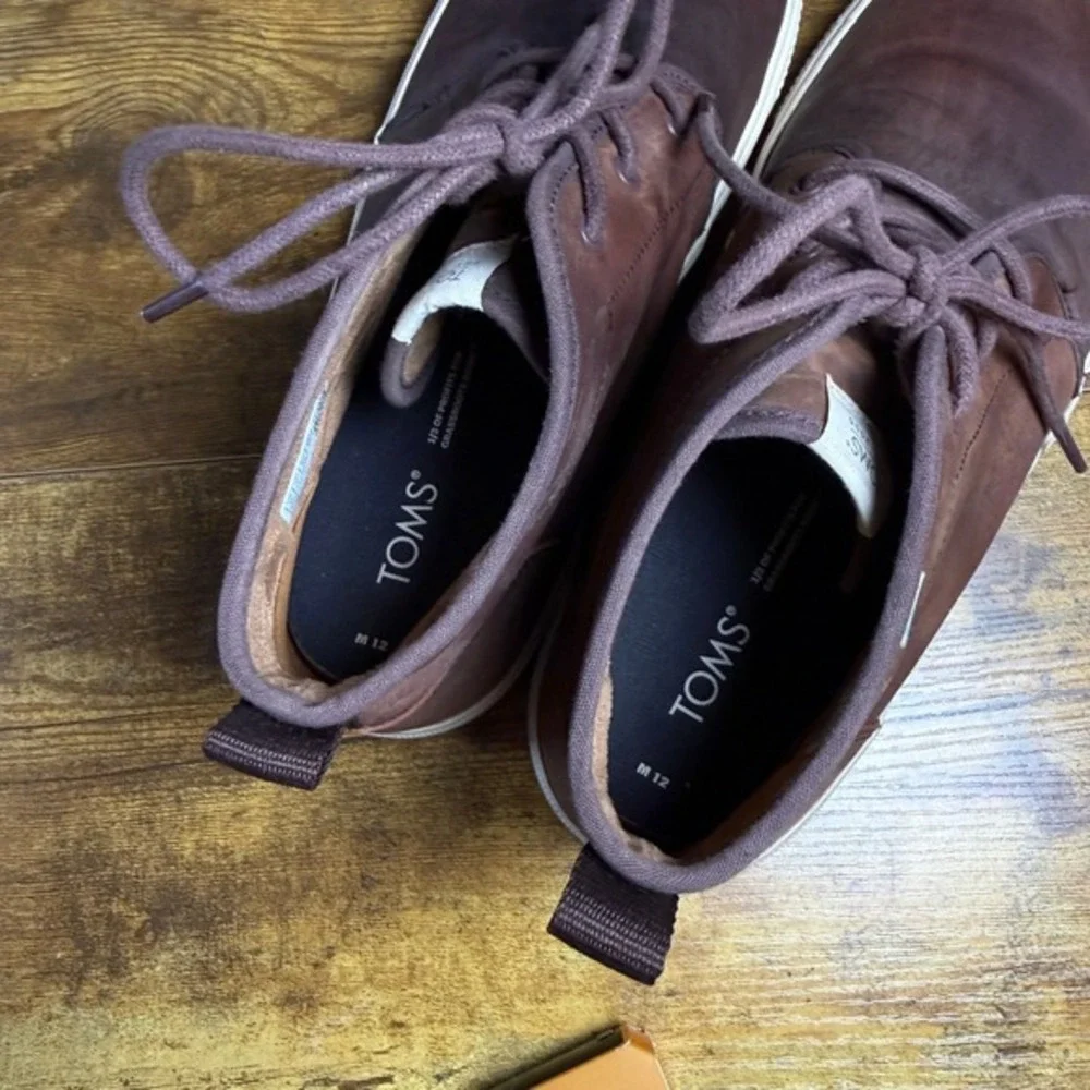 TOMS Paseo Brown Leather Chukka Mid Top Boot Mens‎ 12